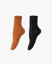 Shoes: 2 Pack Pointelle Sock in Art Black or Art Rosa