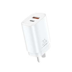 Home Charger: 20W USB-C & USB-A Dual Super Fast Wall Charger (PD 20W + QC3.0)