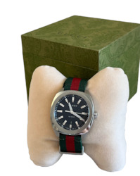 Internet only: Gucci Watch, 41MM Green & Red Web Strap.