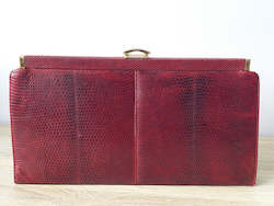 Leather good: Vintage Bag - Red Lizard Leather Clutch
