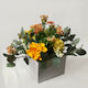 Yellow/Orange Blooms Box Arrangement - Pape Flowers (Faux)
