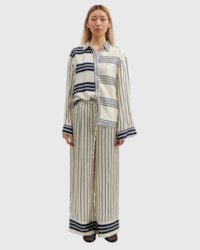 Clothing: remain brynn shirt - ivory with navy stripe