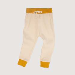 Baby wear: Jogger Pants - Oatmeal with Gold Binds