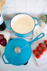 Biroix Cookware Sets: Blue Cast Iron Set