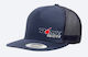 Flat Bill Navy Snapback Trucker Hat With Bomber Logo