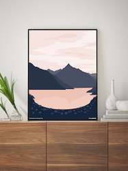 QUEENSTOWN, New Zealand Contemporary Lake and Mountain Art Print