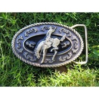 Clothing accessories: Bronco Rider Antique Bronze Oval Buckle