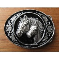 Mare And Colt Western Style Diamondcut Belt Buckle