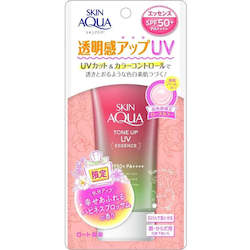 Skincare: rohto Skin Aqua Tone Up Rose Aura Essence Sunscreen SPF50+PA++++ 80g limited edition
