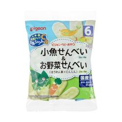 Frontpage: pigeon baby snack fish rice cracker and vegetable rice cracker 6+months 2pieces*8pcs