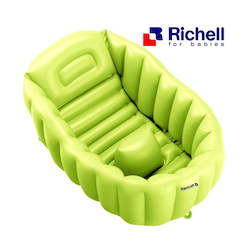 Frontpage: Richell inflatable soft baby bath Green
