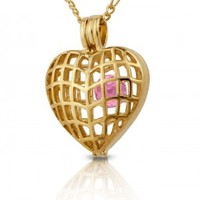 Jewellery: Pendant, filigree / pink cz -(MF09)