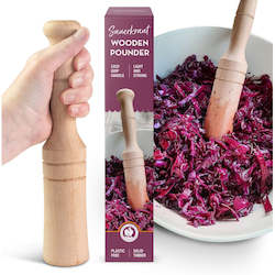 Fermented Food Equipment: Wooden Sauerkraut Pounder with Easy Grip Handle