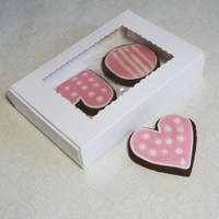 Cake: White cookie box for 4-6 cookies ($1.50pc x 25 units)