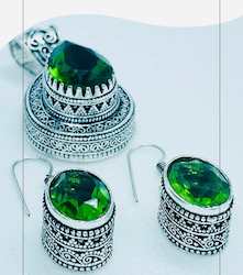 Forrest Green Peridot pendant and earrings