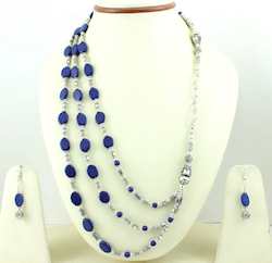 Internet only: Handmade Lapis Lazuli necklace earrings set