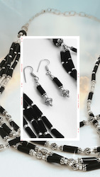 Internet only: Onyx necklace earrings set