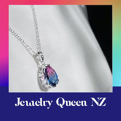 Internet only: Pink- blue tourmaline pendant earrings set