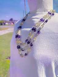 Internet only: Amethyst and Citrine beaded necklace