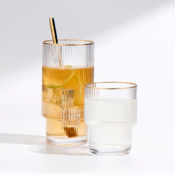 Kitchen Dining: Izzy Clear Ribbed Glass Tumbler