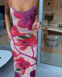 Midi Dresses: With Harper Lu Fuchsia Bloom Dress