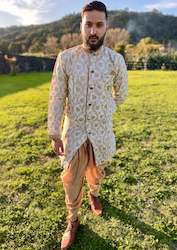 Clothing: Timeless gold Sherwani