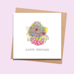 Stationery wholesaling: RR34 Happy Birthday Flower Box (6 pack)