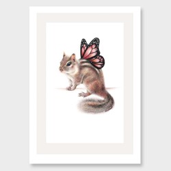 Butterfly chipmunk art print by olivia bezett