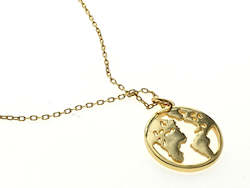Jewellery: Coin 18K Gold Plated World Sterling Silver Necklace