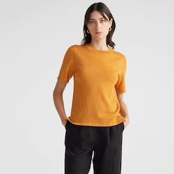 Womenswear: Tourallie Fine Merino short sleeve top in Mandarin