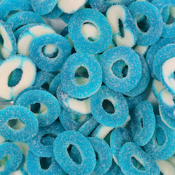 Confectionery: Sour Rings Blue 300g