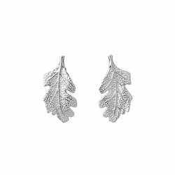 Jewellery: Karen Walker Oak Leaf Stud Earrings Silver