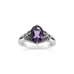Esse Amethyst and Marcasite Ring