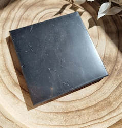 Internet only: Shungite Polished Square Plate/Phone Pad - 10x10cm
