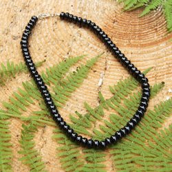 Shungite necklace with with smooth oval beads