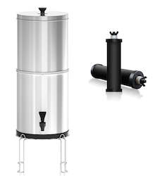 Internet only: Copy of Gravity Water Filter Purifier with 2 Carbon Purification Elements - 9L - Includes stand