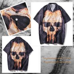 Clothing: Haunted Skull Print Shirt - L/XL