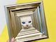 Handfelted Cat in Frame - white