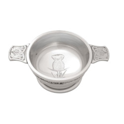 Scottish Gifts: 3" Thistle Pewter Quaich