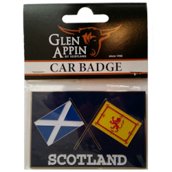Scottish Gifts: Crossed Flags Scotland Car Badge