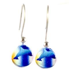Jewellery: Orange-Blue Dolphin Earrings