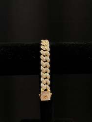 Jewellery: 12MM Iced Cuban Bracelet - Gold