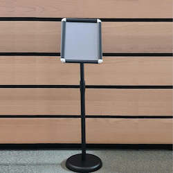 Product display assembly: Freestanding Black A4 Adjustable Snap Frame Display Stand - Portrait / Landscape