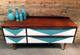 Retro mahogany drawers with geometric design
