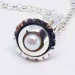Precious: "Kate" sterling silver & pearl medium curly pendant ( Chain sold separately )