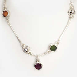 Sterling Silver and multi coloured resin necklace