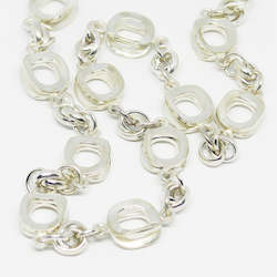 Gallery: 52cm Sterling silver chain incorporating 12 x open double concave square link