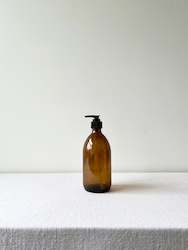 Bathroom: Amber Glass Bottle Pump 500ml