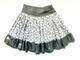 Grey and White Spot Print Cotton Skirt w/ Silver Satin Trim: Sample Si | KAF KIDS