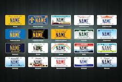 Hobby equipment and supply: Custom Mini USA State License Plate (choose your text, state, size, material)